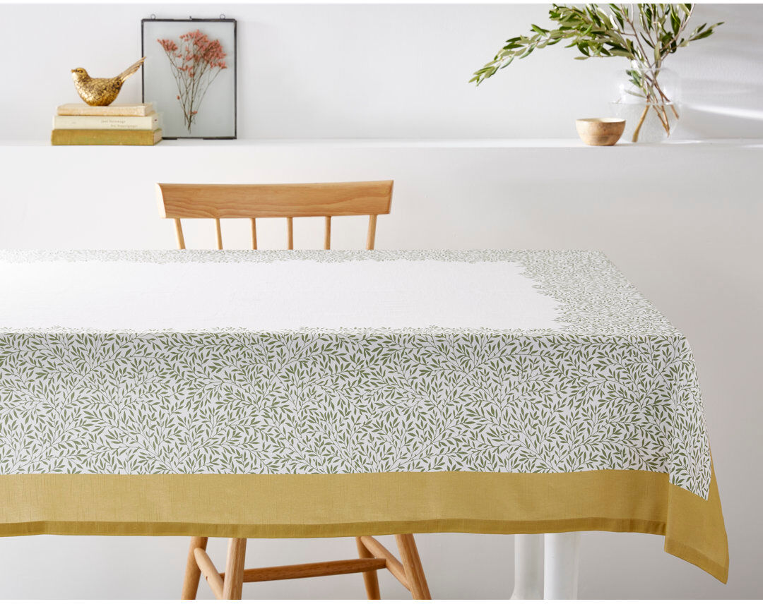 The Original Morris & Co. Tablecloth - Standen 140cm x 180 cm 100% Cotton White;Green 140cm D X 180cm L