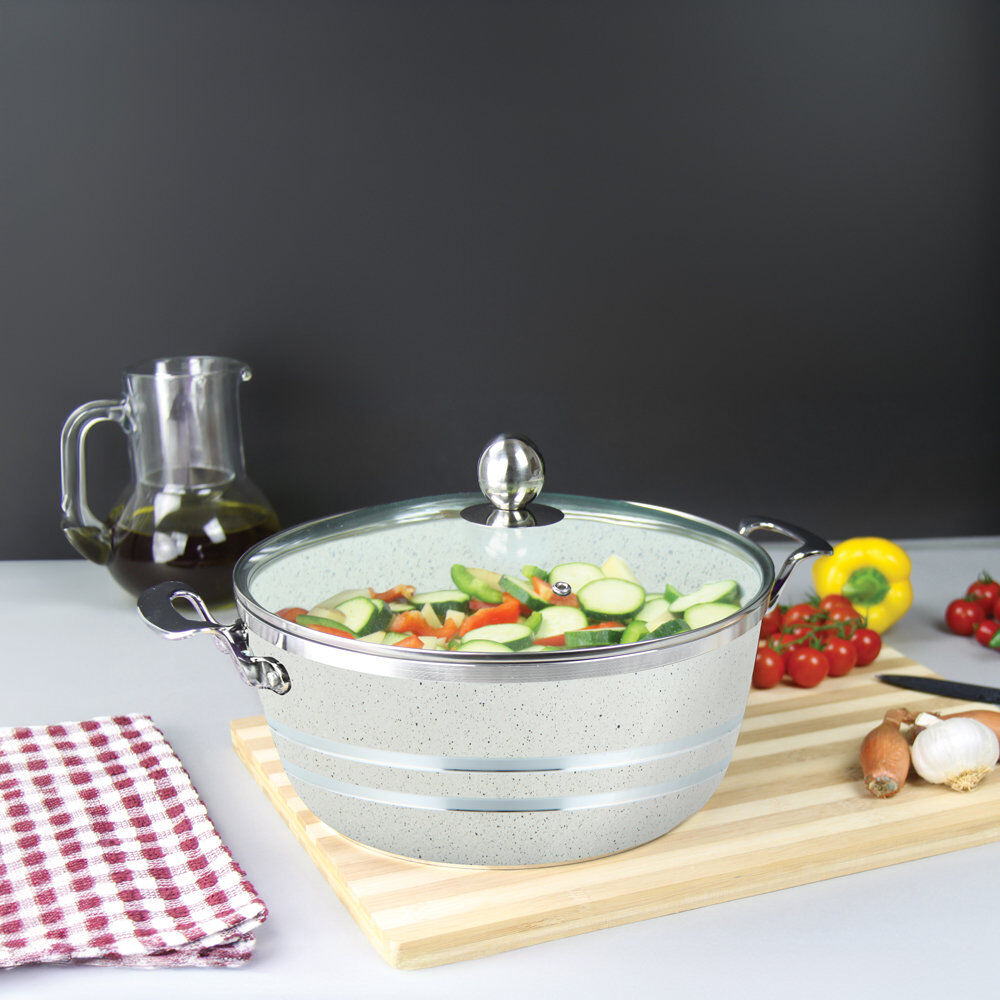 SQ Professional Mianra 10 - Piece Non-Stick Aluminum Cookware Set Cream 10