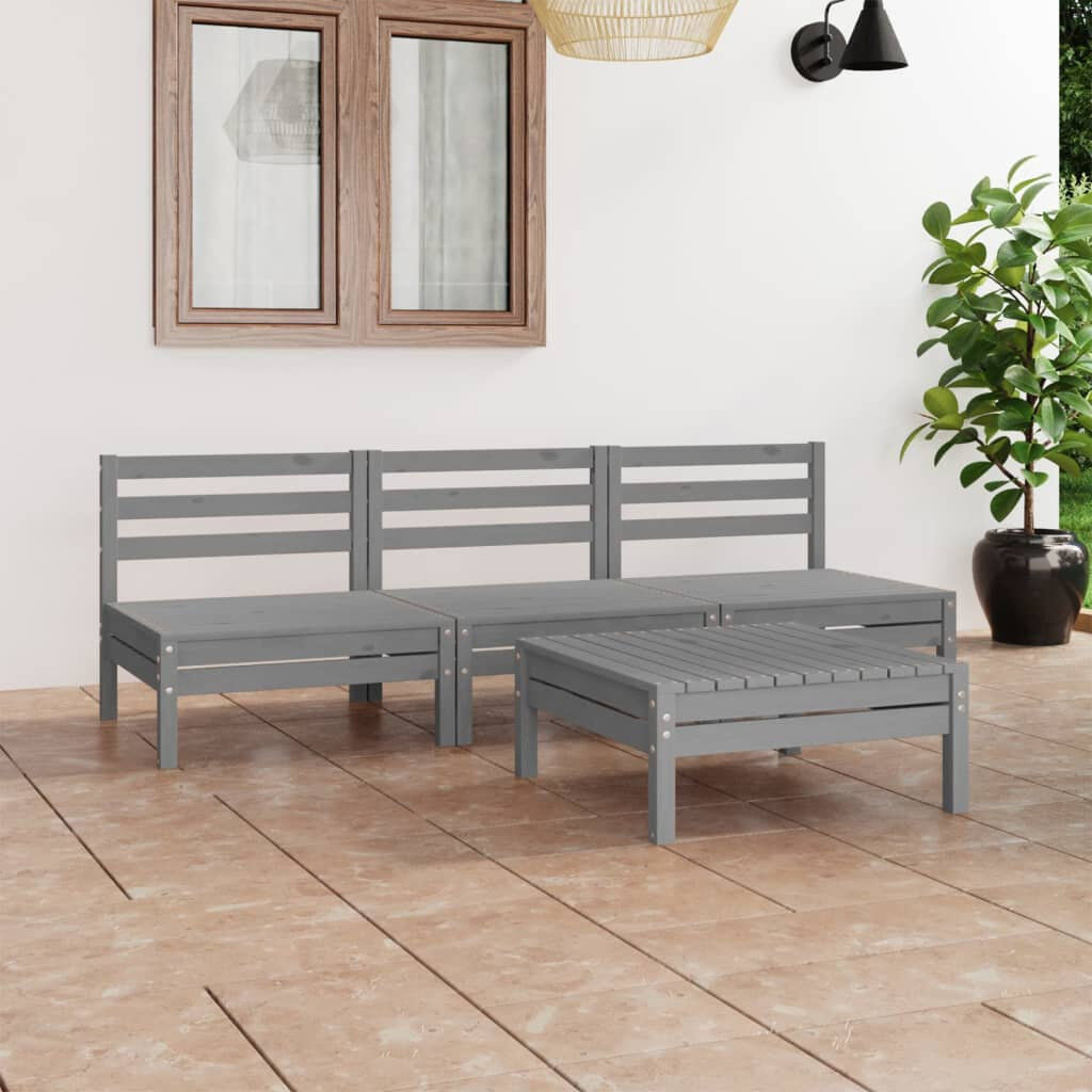 Brayden Studio Annemarie Solid Pinewood Lounge Set 6 Piece Patio Garden Furniture Multi Colors Grey 6