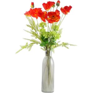 Leaf Red Poppy and Fern Glass Vase orange/red 100.0 H x 60.0 W x 60.0 D cm