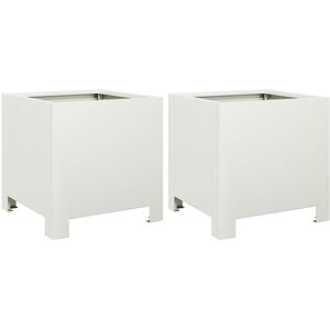 Vidaxl Garden Planters 2 Pcs 40X40x40 Cm Corten Steel White 30cm H x 30cm W x 30cm D