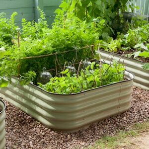 Dakota Fields Asim Original Veggie Raised Bed Planter Paperbark (Merino White) Sage Green 38cm H X 160cm W X 60cm D