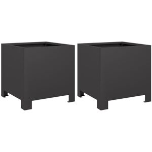 Vidaxl Garden Planters 2 Pcs 40X40x40 Cm Corten Steel Black 30cm H x 30cm W x 30cm D