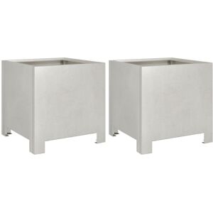 Vidaxl Garden Planters 2 Pcs 40X40x40 Cm Corten Steel Silver 30cm H x 30cm W x 30cm D