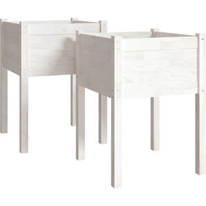 Dakota Fields Garden Planters 2 Pcs Black 40X40x70 Cm Solid Pinewood White 70cm H x 50cm W x 50cm D
