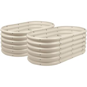 Harbour Housewares Metal Raised Garden Bed Ivory 45cm H x 120cm W x 23.6cm D