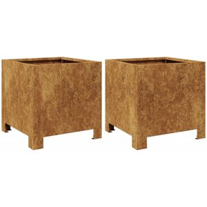 Vidaxl Garden Planters 2 Pcs 40X40x40 Cm Corten Steel Brown 30cm H x 30cm W x 30cm D