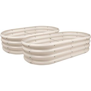Harbour Housewares Metal Raised Garden Bed Beige 30cm H x 120cm W x 60cm D