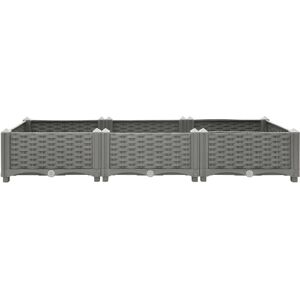 ClassicLiving Raised Bed Polypropylene Garden Planter Pot Planting Box Flower Pot Light Grey 120 x 40 x 23 cm