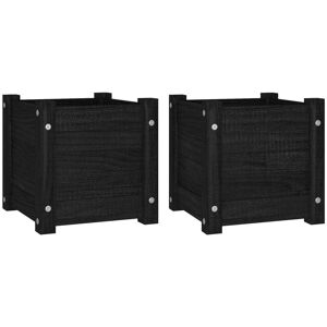 Dakota Fields Garden Planters 2 Pcs Black 31X31x31 Cm Solid Pinewood Black 31cm H x 31cm W x 31cm D