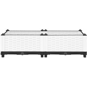 ClassicLiving Raised Bed Polypropylene Garden Planter Pot Planting Box Flower Pot White 80 x 40 x 23 cm