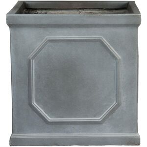 HORTICO Square Planter, Chelsea Flower Box Garden Planter, Light Stone Outdoor Plant Pot Grey 30cm H x 30cm W x 30cm D