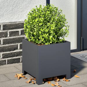 Vidaxl Garden Planters 2 Pcs 40X40x40 Cm Corten Steel Anthracite 30cm H x 30cm W x 30cm D