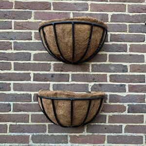 Dakota Fields Set Of 2 Manor Garden Black Metal Wall Basket Manger Trough Hayrack Planters (40Cm) 28cm H X 40cm W X 25cm D