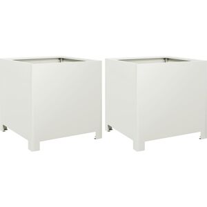 Vidaxl Garden Planters 2 Pcs 40X40x40 Cm Corten Steel White 40cm H x 40cm W x 40cm D