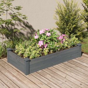 Dakota Fields Garden Raised Bed With Liner 120X60x25 Cm Solid Wood Fir Grey 25cm H x 120cm W x 60cm D