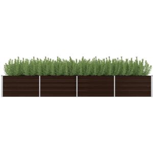 Dakota Fields Raised garden bed in galvanized steel, 240 x 40 x 77cm Brown 45cm H x 320cm W x 80cm D