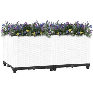 ClassicLiving Raised Bed Polypropylene Garden Planter Pot Planting Box Flower Pot White 80 x 40 x 38 cm