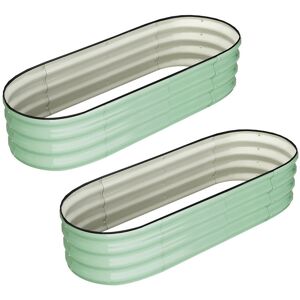 Dakota Fields Raised Garden Bed Set of 2, 4.5FT Galvanized Raised Garden Bed for Vegetables Flowers Ground Planter Green 46cm H X 137cm W X 61cm D