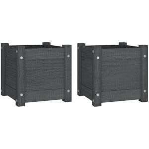 Dakota Fields Garden Planters 2 Pcs Black 31X31x31 Cm Solid Pinewood Coffee 31cm H x 31cm W x 31cm D