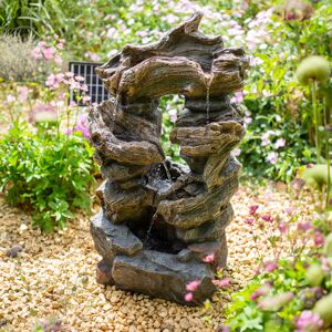 Fleur De Lis Living Abshire Easy Fountain Sherwood Falls Solar Powered Water Fountain incl LEDs - L 34 cm x W 44 cm x H 81 cm Brown 79.6cm H X 44.3cm W X 33cm D
