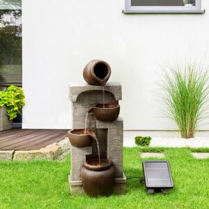 Teamson Home Indoor/Outdoor Solar-Powered 4-Tier Stone-Look Fountain with LED Lights 72.4cm H X 31cm W X 26.2cm D