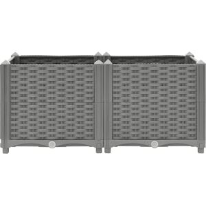 ClassicLiving Raised Bed Polypropylene Garden Planter Pot Planting Box Flower Pot Light Grey 80 x 40 x 38 cm