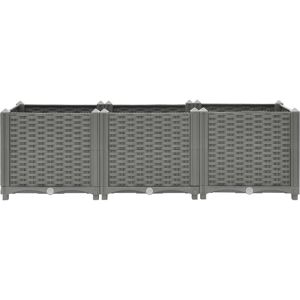 ClassicLiving Raised Bed Polypropylene Garden Planter Pot Planting Box Flower Pot Light Grey 120 x 40 x 38 cm