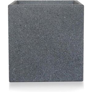 HORTICO Grey Concrete Effect Square Planter, Frostproof Outdoor Plant Pot, Concrete Textured Flower Box, Garden Planter Box with Drainage Holes Black 50.5cm H x 49.5cm W x 49.5cm D HORTICO Grey Concrete Effect Square Planter, Frostproof Outdoor Plant Pot, Concrete Textured Flower Box, Garden Planter Box with Drainage Holes Black 50.5cm H x 49.5cm W x 49.5cm D