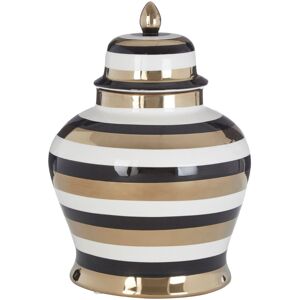Canora Grey Zeina Storage Jar Black/White/Gold 30cm H x 22cm W x 22cm D Canora Grey Zeina Storage Jar Black/White/Gold 30cm H x 22cm W x 22cm D