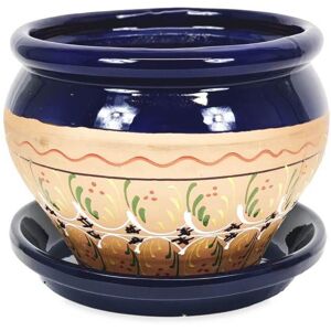 Latitude Vive Cahit Ceramic Plant Pot Blue 21cm H X 25cm W Latitude Vive Cahit Ceramic Plant Pot Blue 21cm H X 25cm W