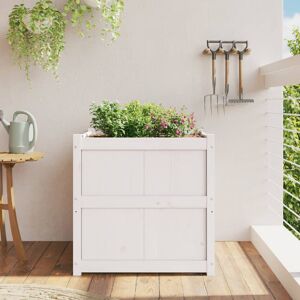 Dakota Fields Vidaxl planter box made of solid pine wood White 70cm H x 70cm W x 70cm D Dakota Fields Vidaxl planter box made of solid pine wood White 70cm H x 70cm W x 70cm D