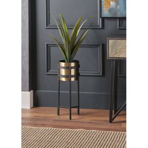 Canora Grey Handmade Metal Elevated Planter Black;Gold 55cm H x 21cm W x 22cm D Canora Grey Handmade Metal Elevated Planter Black;Gold 55cm H x 21cm W x 22cm D