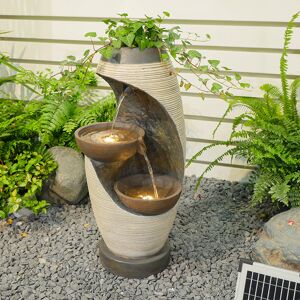 Ivy Bronx 28" H Outdoor Garden Solar Waterfall Fountain — A Modern Curved S-Shaped Waterfall Landscape, Featuring A Bowl-Shaped Planting Pot. Suitable For Decor Multicolor 71cm H X 30cm W X 32.5cm D Ivy Bronx 28" H Outdoor Garden Solar Waterfall Fountain — A Modern Curved S-Shaped Waterfall Landscape, Featuring A Bowl-Shaped Planting Pot. Suitable For Decor Multicolor 71cm H X 30cm W X 32.5cm D