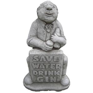 Happy Larry Littlefield Gin Man Stone Garden Statue Grey 43cm H X 25cm W X 19cm D Happy Larry Littlefield Gin Man Stone Garden Statue Grey 43cm H X 25cm W X 19cm D