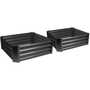 Harbour Housewares Square Galvanised Steel Raised Garden Beds - 60cm x 60cm - Anthracite Black 30cm H x 180cm W x 90cm D Harbour Housewares Square Galvanised Steel Raised Garden Beds - 60cm x 60cm - Anthracite Black 30cm H x 180cm W x 90cm D