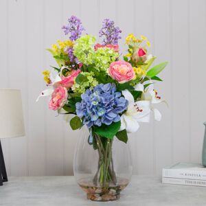 The Seasonal Aisle Hydrangea and Peony Floral Arrangement in Vase Pink/Blue/Green 68cm H X 25cm W X 25cm D The Seasonal Aisle Hydrangea and Peony Floral Arrangement in Vase Pink/Blue/Green 68cm H X 25cm W X 25cm D