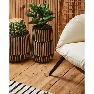 Alpen Home Arlo Large Engraved Natural And Black Planter 29 H x 33 W x 33 D cm Alpen Home Arlo Large Engraved Natural And Black Planter 29 H x 33 W x 33 D cm
