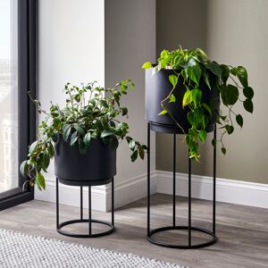 Mercury S/2 Graphite Metal Circular Planters Black;Grey 76cm H X 32cm W X 32cm D Mercury S/2 Graphite Metal Circular Planters Black;Grey 76cm H X 32cm W X 32cm D