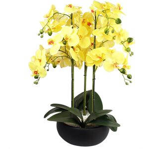 Orchid Artificial Ceramic Planter The Seasonal Aisle Black/Yellow 60cm H X 40cm W X 40cm D Orchid Artificial Ceramic Planter The Seasonal Aisle Black/Yellow 60cm H X 40cm W X 40cm D