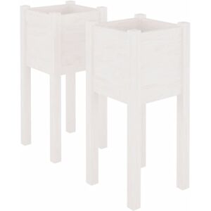 Dakota Fields Garden Planters 2 Pcs Black 40X40x70 Cm Solid Pinewood White 70cm H x 31cm W x 31cm D Dakota Fields Garden Planters 2 Pcs Black 40X40x70 Cm Solid Pinewood White 70cm H x 31cm W x 31cm D
