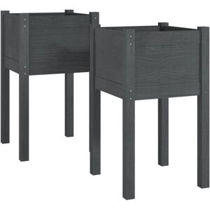 Dakota Fields Garden Planters 2 Pcs Black 40X40x70 Cm Solid Pinewood Grey 70cm H x 40cm W x 40cm D Dakota Fields Garden Planters 2 Pcs Black 40X40x70 Cm Solid Pinewood Grey 70cm H x 40cm W x 40cm D