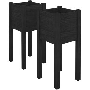 Dakota Fields Garden Planters 2 Pcs Black 40X40x70 Cm Solid Pinewood Black 70cm H x 31cm W x 31cm D Dakota Fields Garden Planters 2 Pcs Black 40X40x70 Cm Solid Pinewood Black 70cm H x 31cm W x 31cm D