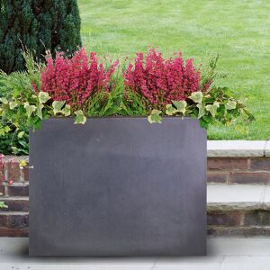 HORTICO Frostproof, Concrete Effect Garden Planter Pot with Drainage Holes Dark Grey 50.5cm H x 60cm W x 30cm D HORTICO Frostproof, Concrete Effect Garden Planter Pot with Drainage Holes Dark Grey 50.5cm H x 60cm W x 30cm D