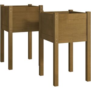 Dakota Fields Garden Planters 2 Pcs Black 40X40x70 Cm Solid Pinewood Brown 70cm H x 40cm W x 40cm D Dakota Fields Garden Planters 2 Pcs Black 40X40x70 Cm Solid Pinewood Brown 70cm H x 40cm W x 40cm D