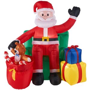 The Seasonal Aisle Pre-Lit Santa with Present Stack Inflatable Green;Red;Yellow 130.05cm H X 100.08cm W X 115.06cm D The Seasonal Aisle Pre-Lit Santa with Present Stack Inflatable Green;Red;Yellow 130.05cm H X 100.08cm W X 115.06cm D