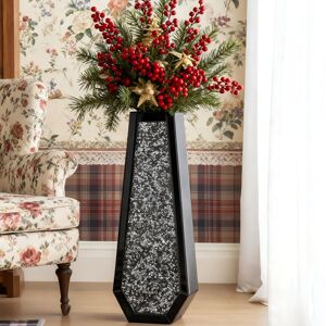 Rio Ankaj Handmade Mirrored Glass Floor Vase Black/Clear 61cm H x 11cm W x 21.8cm D Rio Ankaj Handmade Mirrored Glass Floor Vase Black/Clear 61cm H x 11cm W x 21.8cm D