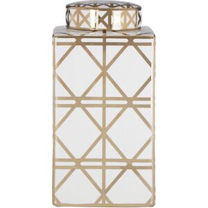 Canora Grey Kya Storage Jar White/Gold 31cm H x 16cm W x 16cm D Canora Grey Kya Storage Jar White/Gold 31cm H x 16cm W x 16cm D
