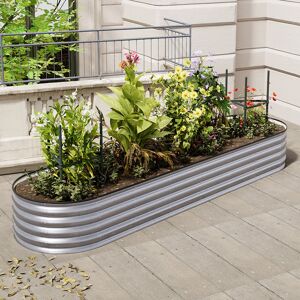 Dakota Fields Galvanized silver Garden Bed Planter Box Silver 42cm H x 320cm W x 80cm D Dakota Fields Galvanized silver Garden Bed Planter Box Silver 42cm H x 320cm W x 80cm D