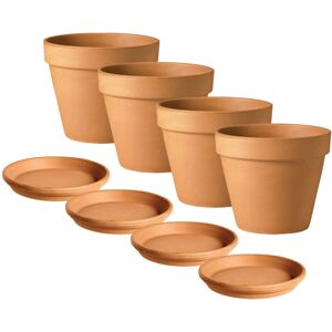 Latitude Run Ayleah Handmade Terracotta 11cm Pot Planter with Saucers x4 Brown 20cm H x 23cm W x 23cm D Latitude Run Ayleah Handmade Terracotta 11cm Pot Planter with Saucers x4 Brown 20cm H x 23cm W x 23cm D